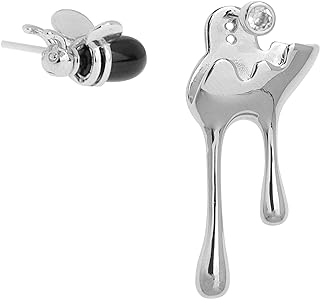 Stainless Steel Silver Bee & Honey Drip Stud Earrings with Push Back Finding for Women and Teen Girls - Hypoallergenic, Lightweight, and Versatile Jewelry Gift