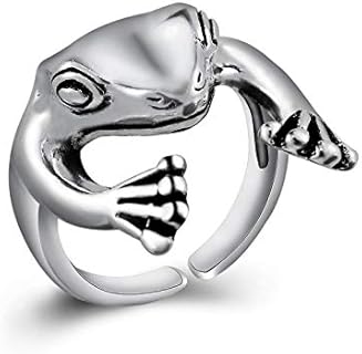 tenghong2021 Frog Open Rings Set Vintage Adjustable Alloy Animal Finger Rings Cute Silver Frog with Red Eyes Rings Dainty Jewelry Gifts for Birthday Valentine’s Day for Women Men