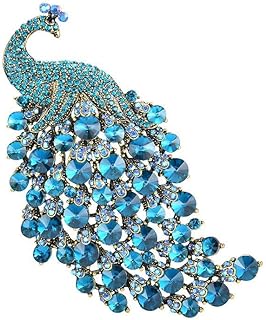 Rhinestone Peacock Brooch Pin Crystal Bird Brooch Safety Pin Animal Brooch Wedding Bridal Brooches Collar Lapel Pin Badge for Dress Shirts Coat