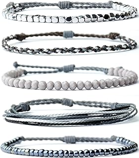 Handmade Waterproof Rope Bracelets Pack String & Beaded Bracelet Stack - Set of 5 Stackable Bracelets For Women, Summer Accessories & Bohemian Bracelets for Teen Girls