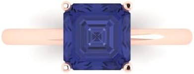 Clara Pucci 14K Rose Gold Ring with 2.0 Ct Asscher Cut Tanzanite for Engagements and Special Occasions