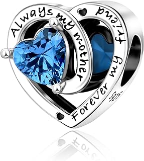 YUMINN Mom Birthstone Charm for 925 Sterling Silver for Women's Bracelets & Necklaces Dangle Pendant for Christmas Day Valentine's Day Mother's Day Jewelry Gifts for Girls