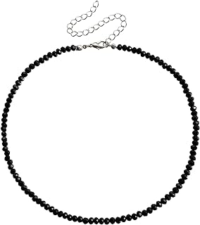 Minimalist Colorful Crystal Stone Beaded Adjustable Lightweight Tiny Shiny Choker Necklace Bohemian Dainty Birthday Valentine's Day Sweet Jewelry for Women Girls