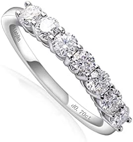 Glorious Half Eternity Wedding Band with 0.7ct Moissanite in Elegant 18K White Gold Sterling Silver Setting