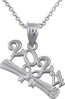Claddagh Gold 2024 Graduation Infinity Ribbon Necklace in .925 Sterling Silver with Rolo Chain and Spring-Ring Clasps for Proud Graduates - Sleek Diploma Design