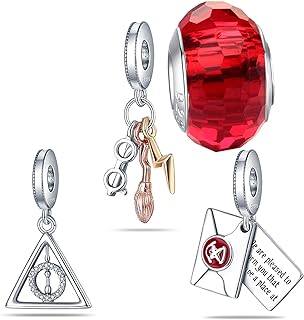 HappyStar 925 Sterling Silver Charms for Charms Bracelets and Necklaces,Combination Dangle Pendants Beads Charms Jewelry Gift for Couples Sisters.（With Spacer Beads）