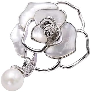 14K Gold Camellia Flower Brooch Pin, Handcrafted with Natural Freshwater Pearl & Freshwater Pearl, Elegant Vintage Chinese Style for Women, Perfect for Traditional Celebrations, Premium Jewelry Gift