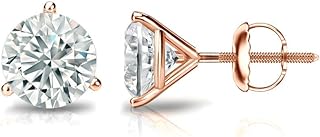 1/3 Carat Lab Grown Diamond Round Stud Earrings in 14k Gold (G-H, VS1-VS2, cttw) 3-Prong Martini, Screw Back by Diamond Wish