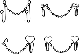 Fuqimanman2020 4pcs African Fake Nose Rings Clip Set, Fake Septum Ring with Heart Nose Chain Cuff CZ Crystal Studs Nostril No Piercing Body Jewelry for Women Girls