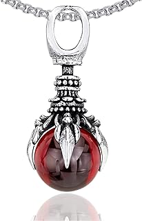Punk Rock Titanium Steel Dragon Claw Crystal Ball Pendant Necklace,24" Link Chain