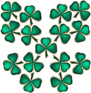 Pin Clasp St. Patrick's Day Shamrock Brooch for Men, Women & Kids- Gold-Edged Green 3 Leaf Clover Design, Ideal for Outfit Accents