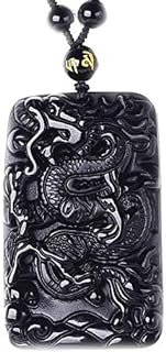 Obsidian crystal Amulet pendant necklace with bead chain for wen or women