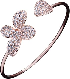 Gemlux 14K Gold Floral Cuff Bracelet with Lobster Claw Clasp, Inlaid with Luxurious Moissanite Stones - Ideal for Sophisticated Ladies and Wedding Jewelry