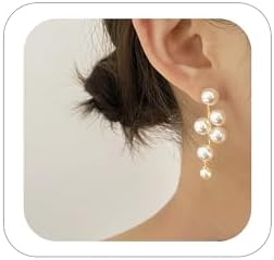 Baroque Freshwater Pearl Drop Earrings with French Wire Back for Women, Girls - Elegant Boho Gold Dangle Design