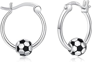 StoryMidir Baseball/Football/Basketball/Volleyball Earrings 925 Sterling Silver Hoop Earrings Hypoallergenic Cool Sports Earrings Jewelry Gifts for Women Girls Sensitive Ears