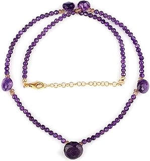 Handmade Necklace - Birthstone Amethyst And Andalusite Garnet Gemstone Healing Choker With 925 Silver (45cm)