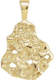 14k Yellow Gold Nugget Pendant Necklace Jewelry for Women