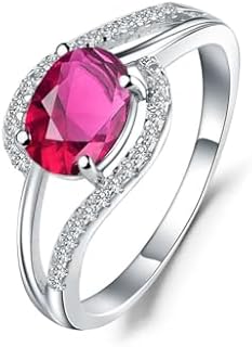 Gemstone Engagement Ring for Women 925 Sterling Silver 6mm * 8mm Oval Cut Birthstone Ring for Mother's Day Gifts