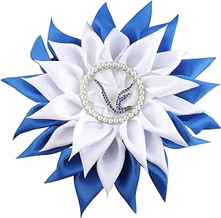 CENWA Blue and White Shoulder Flower Brooch Rhinestone Dove Brooch Pin 1920 Greek Sorority Jewelry Gift