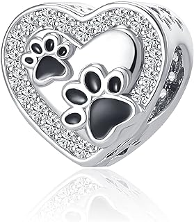 Enamelled Metal Charm Animal Bead with Synthetic Crystal - Cute Cat, Elephant, Butterfly, Mama Bear and Pawprint Design for Bracelets
