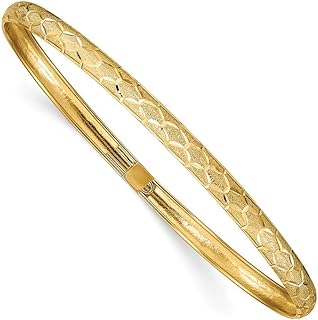 14k Yellow Gold Sparkle Cut Hexagonal Bangle Bracelet with Unique Clasp for Women - Exquisite Peruvian Jewelry