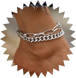 Cuban Link Anklet with Lobster Claw Clasp and Box Chain Design for Women and Teen Girls - Stylish Silver Beach Foot Jewelry