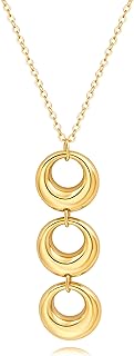 PERNNLA PEARL Long Disc Pendant Necklace for Women 18K Gold Plated Sweater Chain Fashion Jewelry