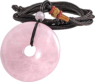 Crystal Peace Buckle Pendant Necklace for Unisex with Adjustable Rope, Healing Stone Amulet for Protection