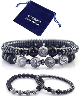 Magnetic Bead Chain Natural Fiber Bracelet for Weight Loss, Black Rhodium Plated Silver, Supportive Arthritis Pain Relief and Promote Healthy Sleep, Hematite Gemstone Accessory for Men and Women, Bring Luck, Prosperity, and Happiness