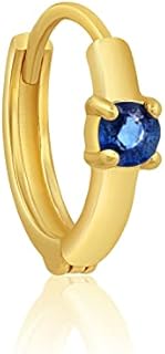 Solid 14k Gold Small 11mm Mini Huggie Hoops with Natural Ruby and Sapphire Gemstones, Available in Single Hoop OR Pair by MAX + STONE