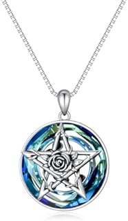 Gold-Plated Sterling Silver TOUPOP Necklace with Crystal Star Pendant - Rolo Chain - Ideal Gift for Women - Pentagram Design