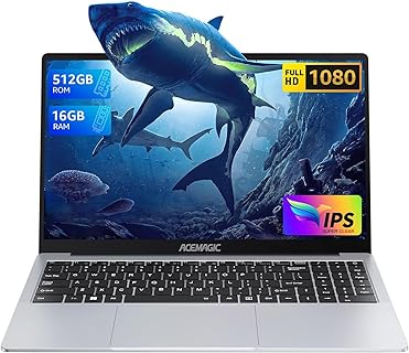 ACEMAGIC 15,6 Zoll Laptop mit 16 GB RAM & 512 GB SSD, Intel N-97, ideal für Arbeit und Studium, FHD Display und schneller WiFi & BT-Verbindung, leicht und robust