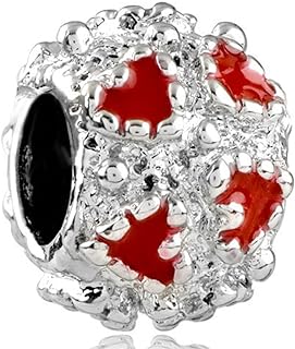 LovelyJewelry Silver Plated Red Heart Love Charm Beads For Bracelets