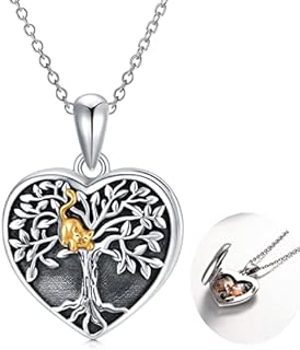 LONAGO Tree of life Photo Locket Necklace That Holds Picture 925 Sterling Silver Cute Cat Dog Locket Pendant Necklace for Women