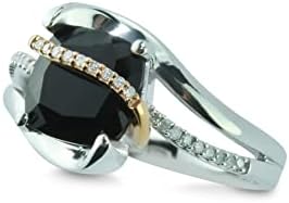 Beverley Mitchell's Heartland 10K Rose Gold & .925 Sterling Silver Ring, Cushion Cut Black Onyx and Diamond Accents, Faux Bypass Design, Size 7