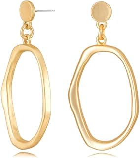 Gold Hoop Earrings 14k Matte Gold Hoop Dangle Earrings Stud Minimalist Geometric Hoop Dangle Drop Earrings for Women Girl Birthday Gifts