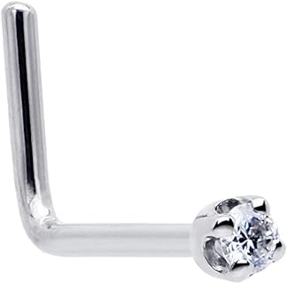 Body Candy 14K Solid Gold Nose Ring Studs - 1.5mm (0.015 cttw) Genuine Diamond L Shaped 20 Gauge 1/4" Nose Piercing Jewelry - Nose Stud, Nose Piercings, Gold Nose Studs Nose Rings for Women, Men