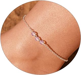 MOLEVY Ankle Bracelets for Women Silver Anklet Moon Beaded Anklets for Women Waterproof Ankle Bracelet Dainty Bridesmaid Summer Beach Jewelry Gift for Girls