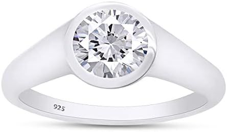SAVEARTH DIAMONDS 3/4 Carat Lab Created Moissanite Diamond Solitaire Bezel Set Engagement Wedding Ring In 14K Gold Over Sterling Silver Jewelry For Women (G-H Color, 0.75 Cttw)