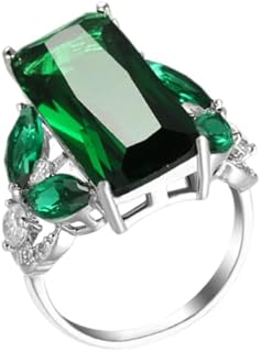 Classic Sterling Silver Square Simulated Emerald Engagement Ring for Women - Elegant, Hypoallergenic, Perfect for Weddings, Engagements, Parties