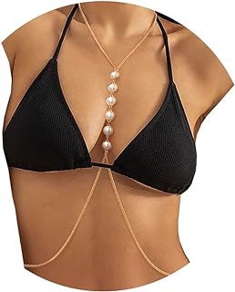 MJartoria Gold Plated Layering Body Chain with Delicate Pearls - Sophisticated Fashion Accessory for Women - Versatile Party, Beach, Holiday Jewelry Gift