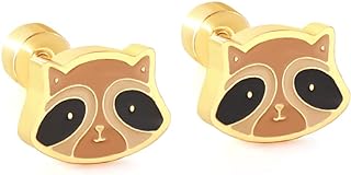 Women & Girls' Animal Collection Stud Earrings with Secure Stainless Steel Screw Back - Lion, Duck, Penguin, Hummingbird, Raccoon, Corgi, Owl & Whale Designs