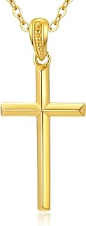 Solid 14K Gold Cross Necklace for Women, Real Gold Cross Pendant Necklace Religious Faith Jewelry Birthday Mothers Day Gifts for Her Mom Daughter Wife Sister, 16+2"