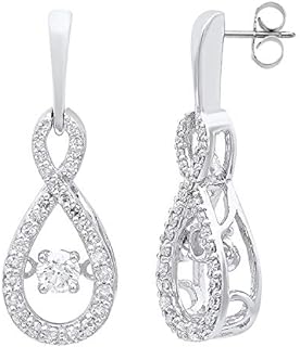 Dazzlingrock Collection 0.60 Carat (ctw) 10K Gold Round Dancing Diamond Ladies Infinity Loop Drop Earrings