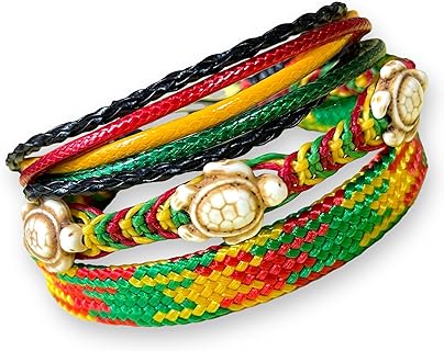 Rasta Plaided Hippie Braid Bracelet Cord Hemp Handmade Reggae Jamaican Hawaiien Style for men women
