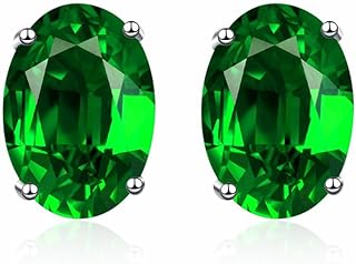 BG&WLing Green Earrings for Women Girls Created Emerald Earring Studs Silver Post Cubic Zirconia Solitaire Stud Earrings Hypoallergenic Fashion Jewelry Gifts