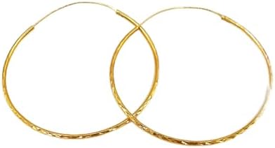 Earrings Hoops 6 CM 22K 24K THAI BAHT YELLOW GOLD PLATED JEWELRY Women
