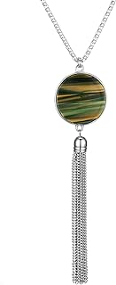Long Tassel Pendant Necklaces For Women - Faux Pearl Necklace with Silver Chain, Fashion Jewelry For Lady