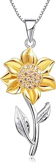 Sunflower Necklace for Women 925 Sterling Silver Sunflower Pendant Necklace Bracelet Anklet 18K Gold Plated CZ Sunflower Jewelry Gifts for Women Girls for Christmas