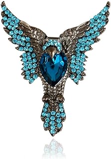 Pin-Clasp Diamond-Set Eagle Brooch in Alloy, Ideal for Men and Women, Showcasing a Vintage Design
